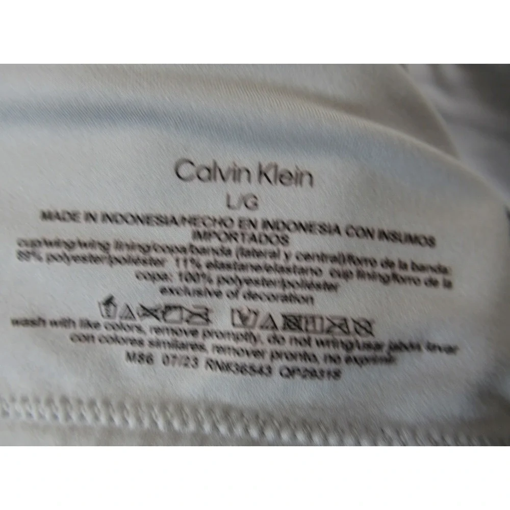 Calvin Klein T-Shirt Bra Large Gray Wireless Lightly Lined QP2931S